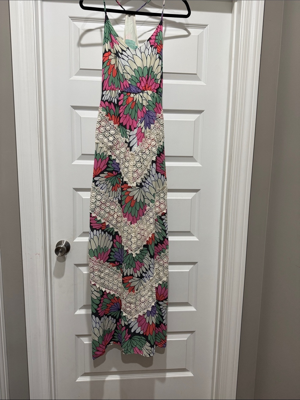 Judith March Floral Crochet Trim Maxi Dress